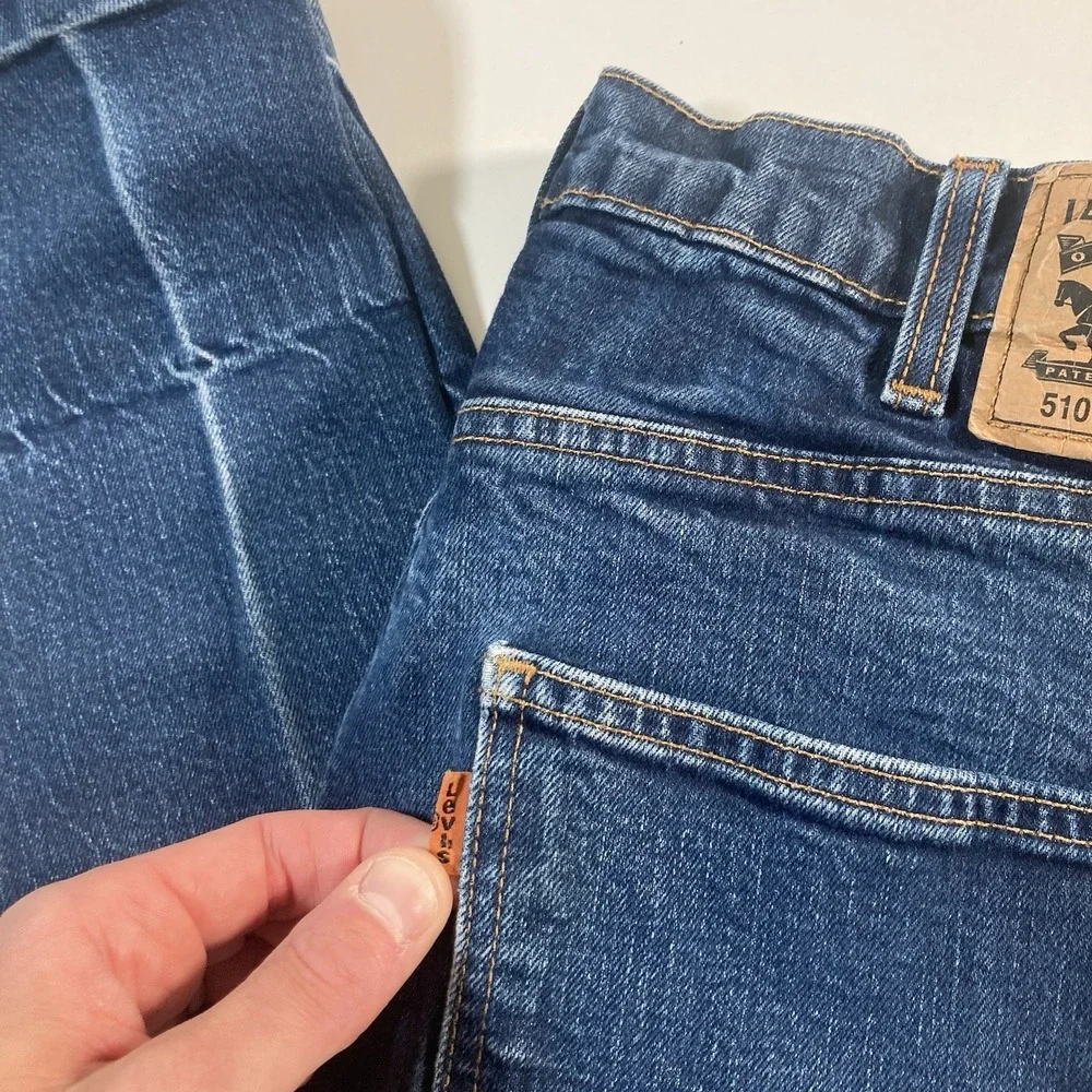 Levi's 510‎ Jeans 30x31 Orange Tab Slim Dark Wash Faded Denim USA (Tag 32x34)